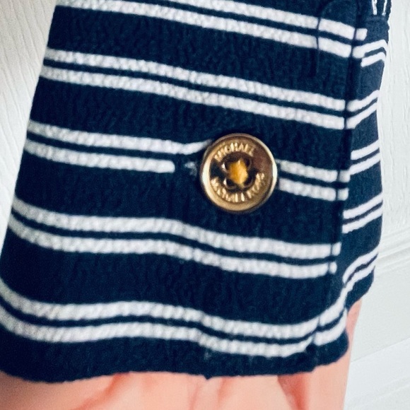 Michael Kors NAVY and White Striped Button Down Shirt - Picture 5 of 9